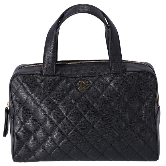 CHANEL Vintage Caviar CC Bowling Bag Black - Picture 1 of 8